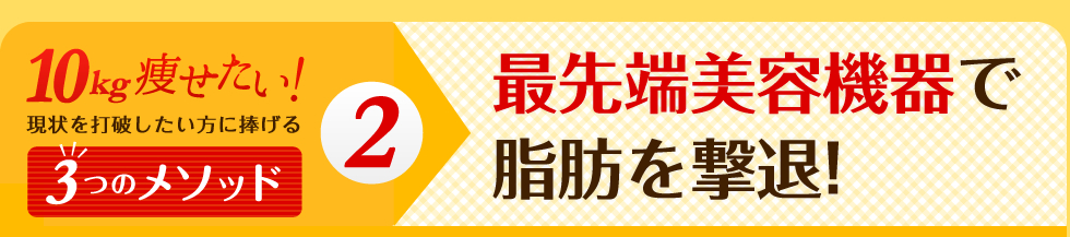 10kg痩せたい！現状を打破したい方に捧げる3つのメソッド！　最先端美容機器で脂肪を撃退!