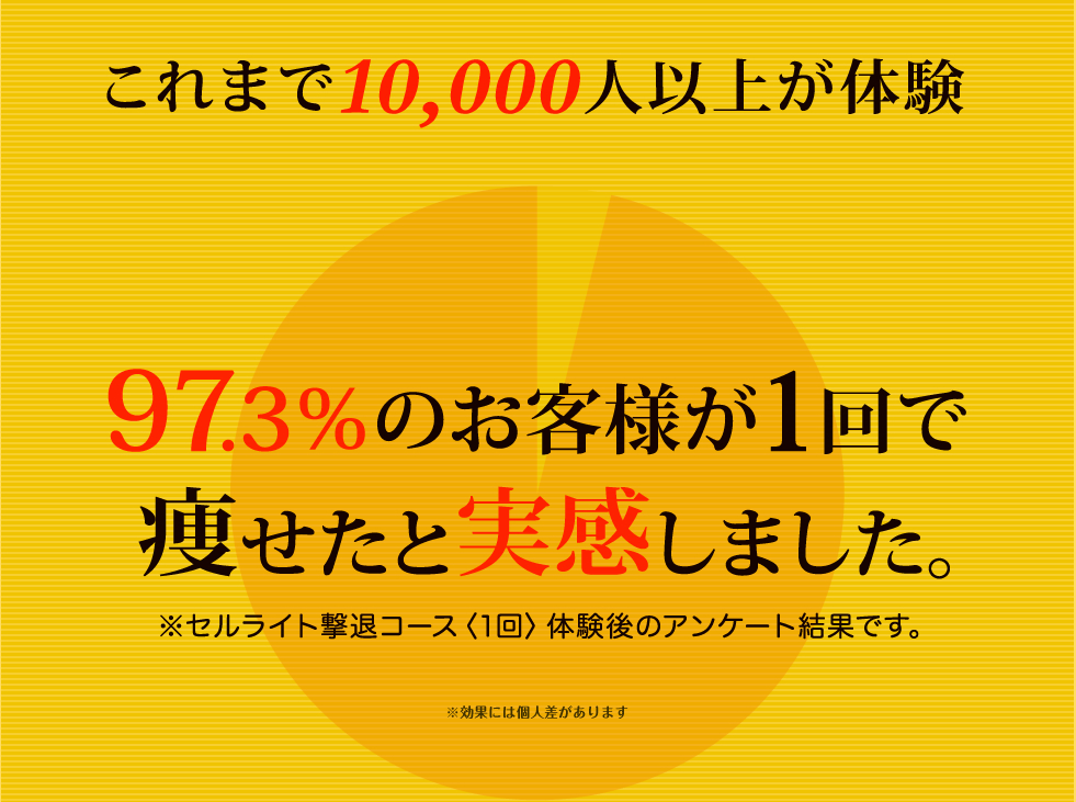 97.3%のお客様が1回で痩せたと実感
