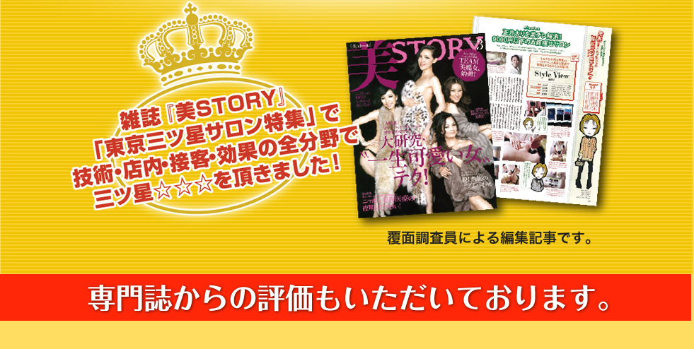 美STORY 東京三ツ星サロン特集　技術・内容・接客・効果で三ツ星